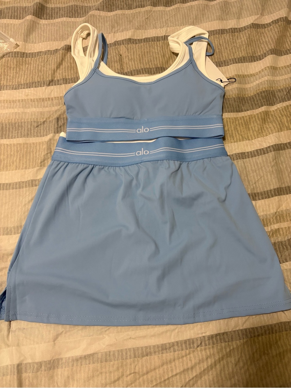 Alo Women’s Light Blue Athletic Skirt and sport Bra